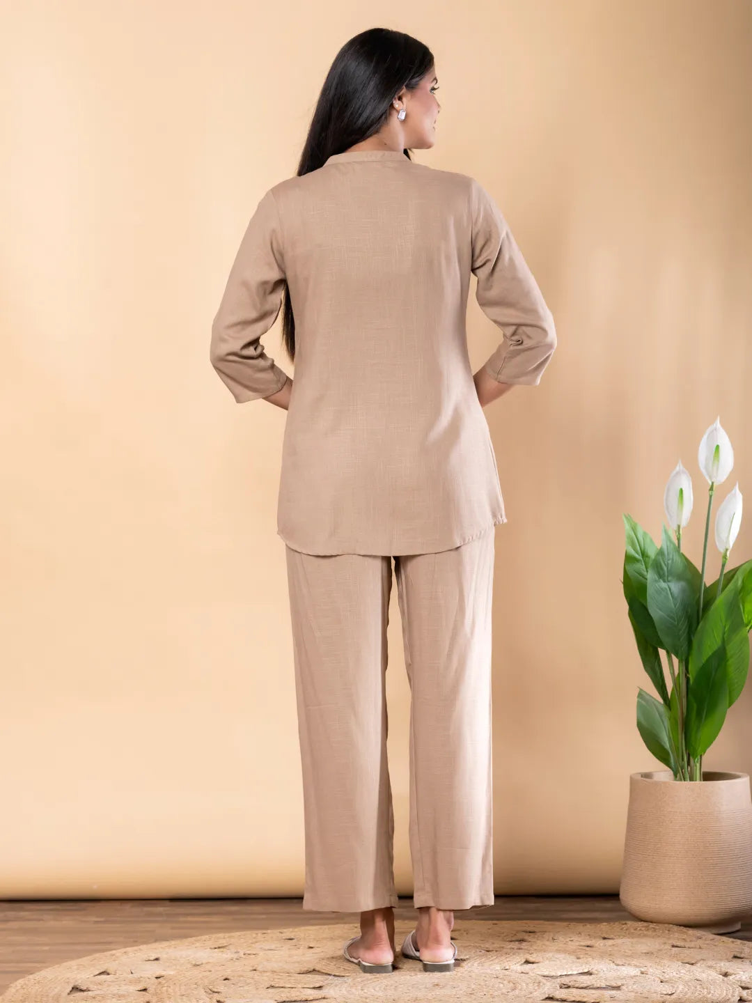 Beige Linen Co-ord Set – Tunic & Palazzo