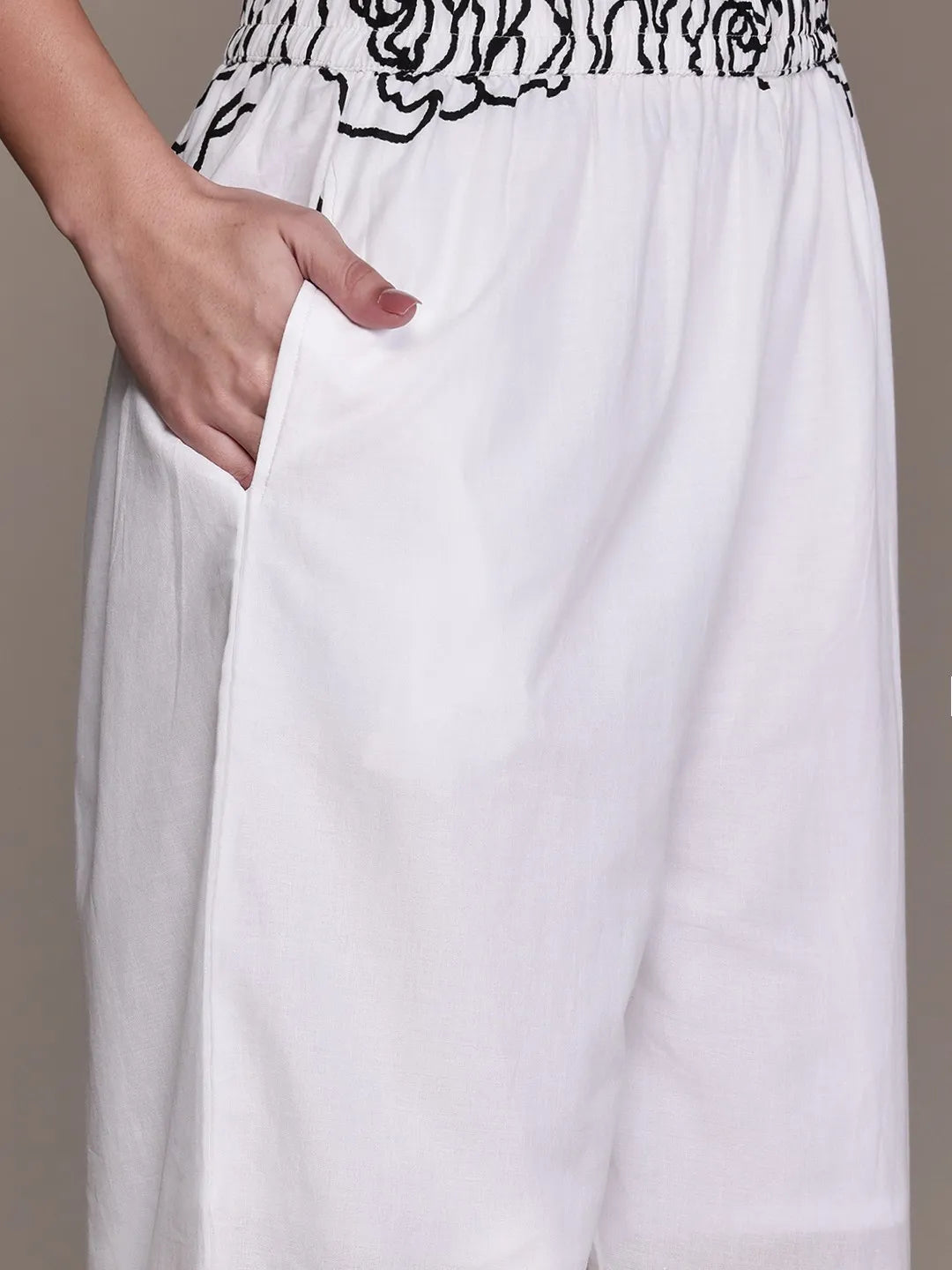 Noir Flora Co-ord Set – Cotton Tunic with Palazzos