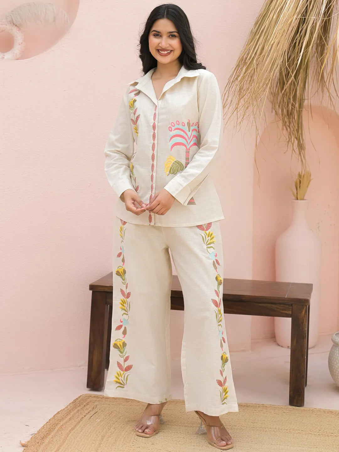 Ivory Bloom Resham Embroidered Co-ord Set