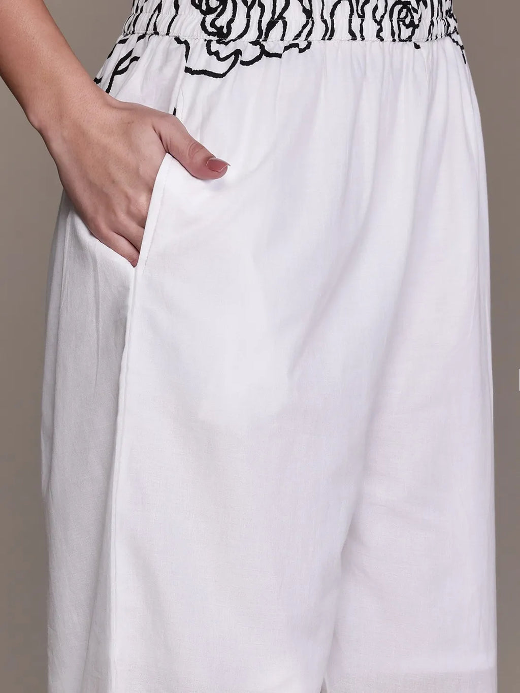 Noir Flora Co-ord Set – Cotton Tunic with Palazzos